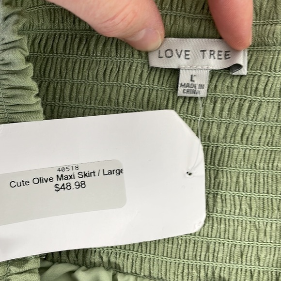 Love Tree Dress Womens Large Green NWT Cute Panel Strapless Maxi Smocked Boho - Picture 12 of 17